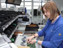 The modern PCB manufacturing process at Ziehl-Abegg is one example of the high level of vertical integration. Evelin Fazekas is assembling a PCB for an EC motor