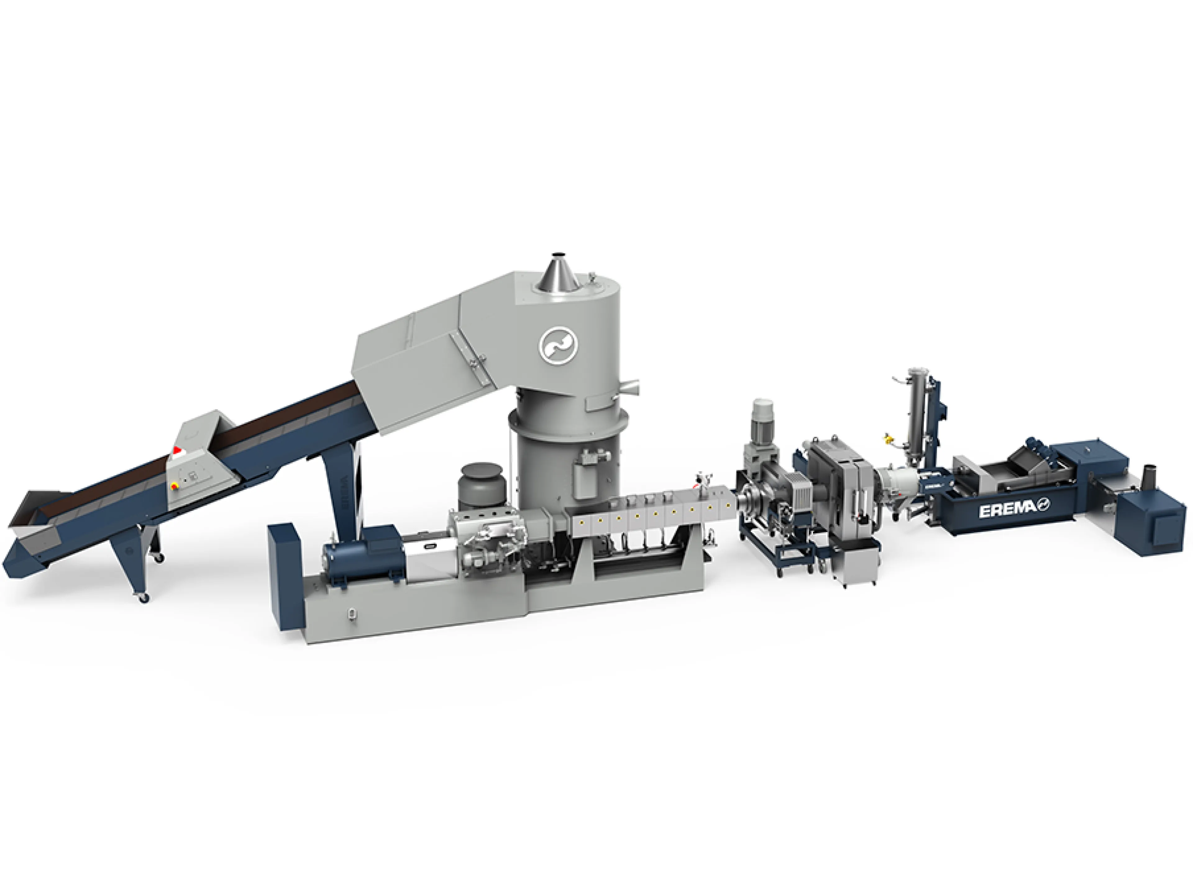 Erema couples twin-screw extruder directly to preconditioning unit