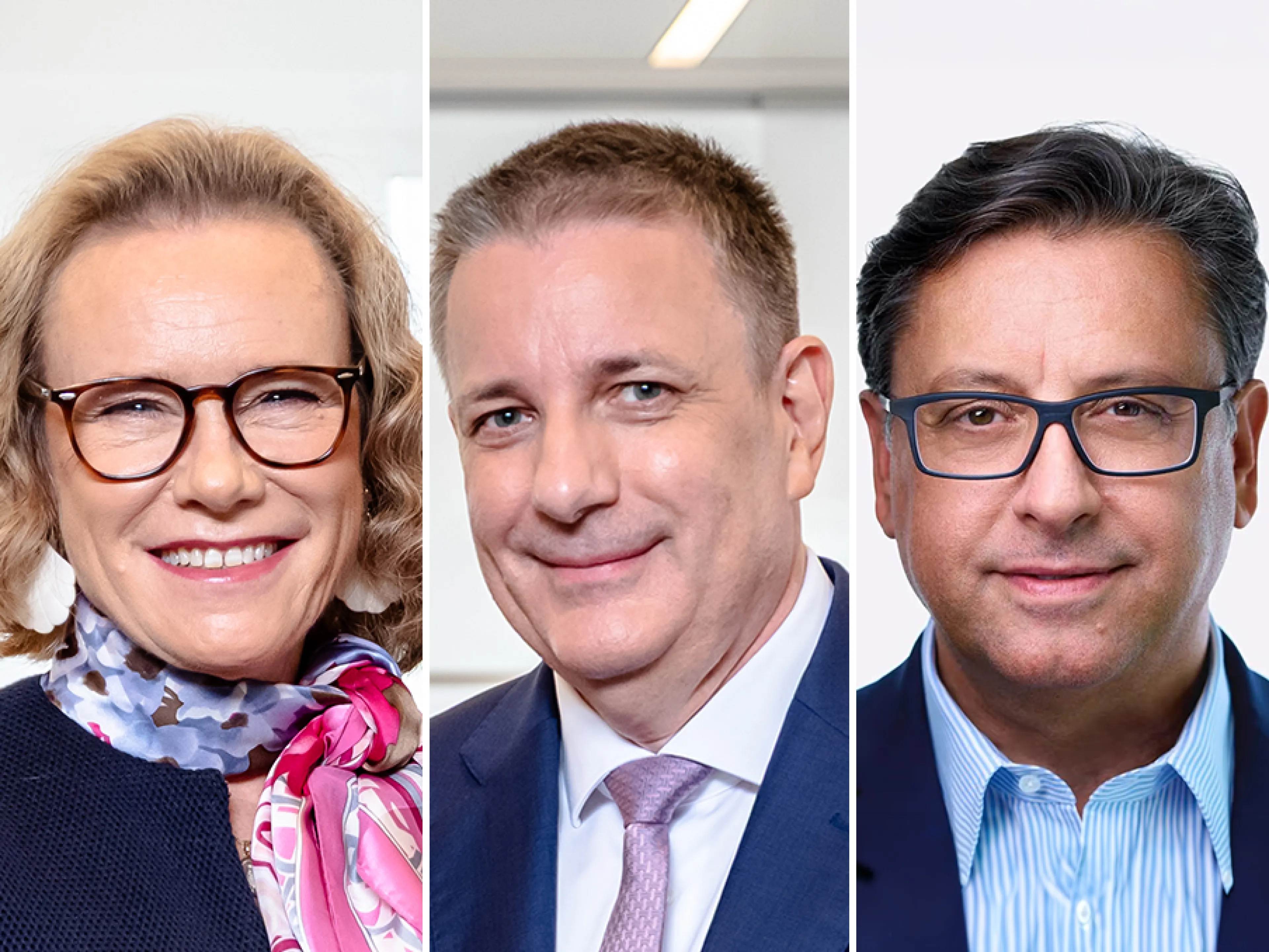 Change of leadership at Merck and Sanofi: from left to right: Belen Garijo, Kai Beckmann, Paul Hudson