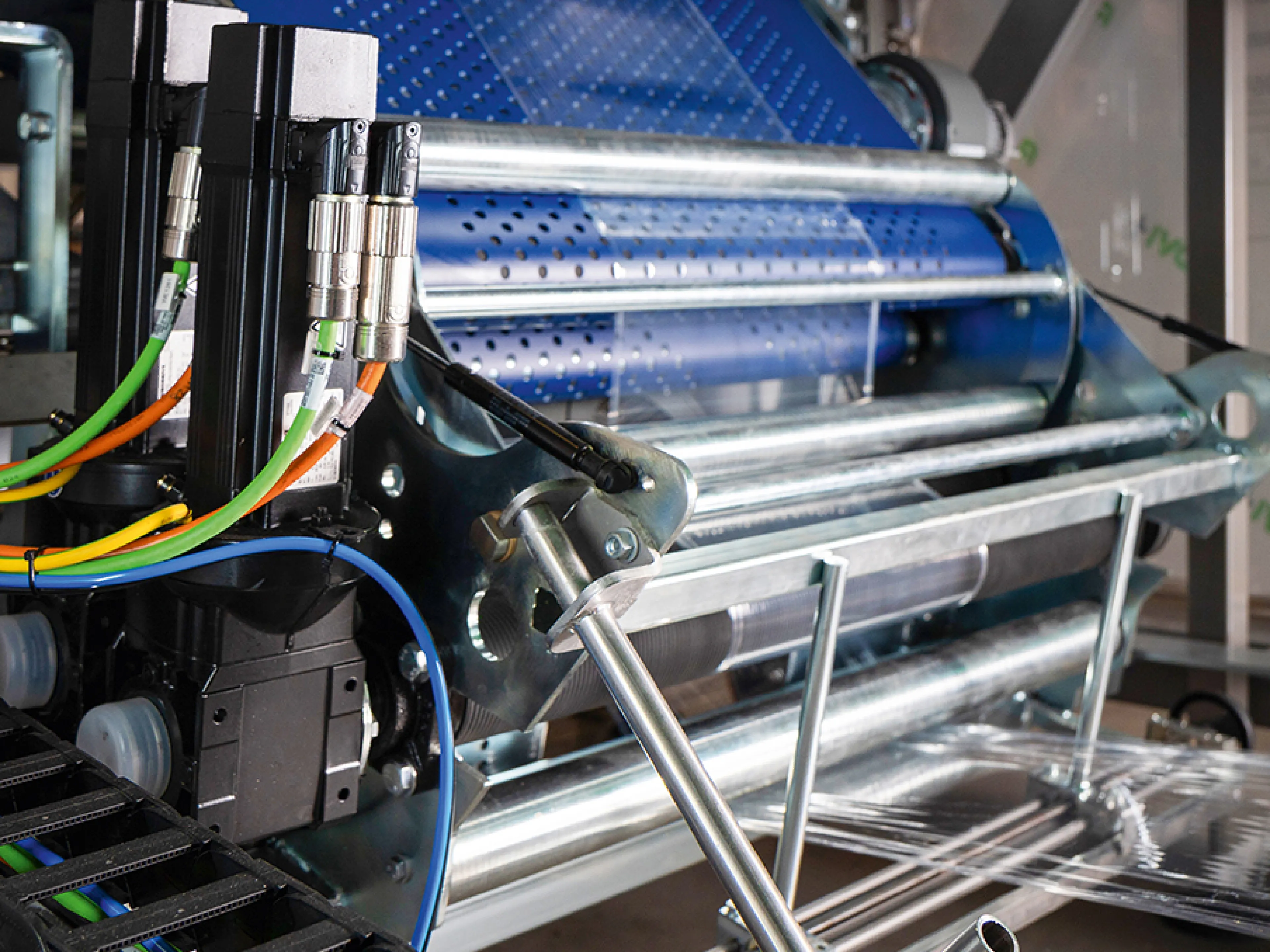 Part of the packaging process using stretch wrapping technology