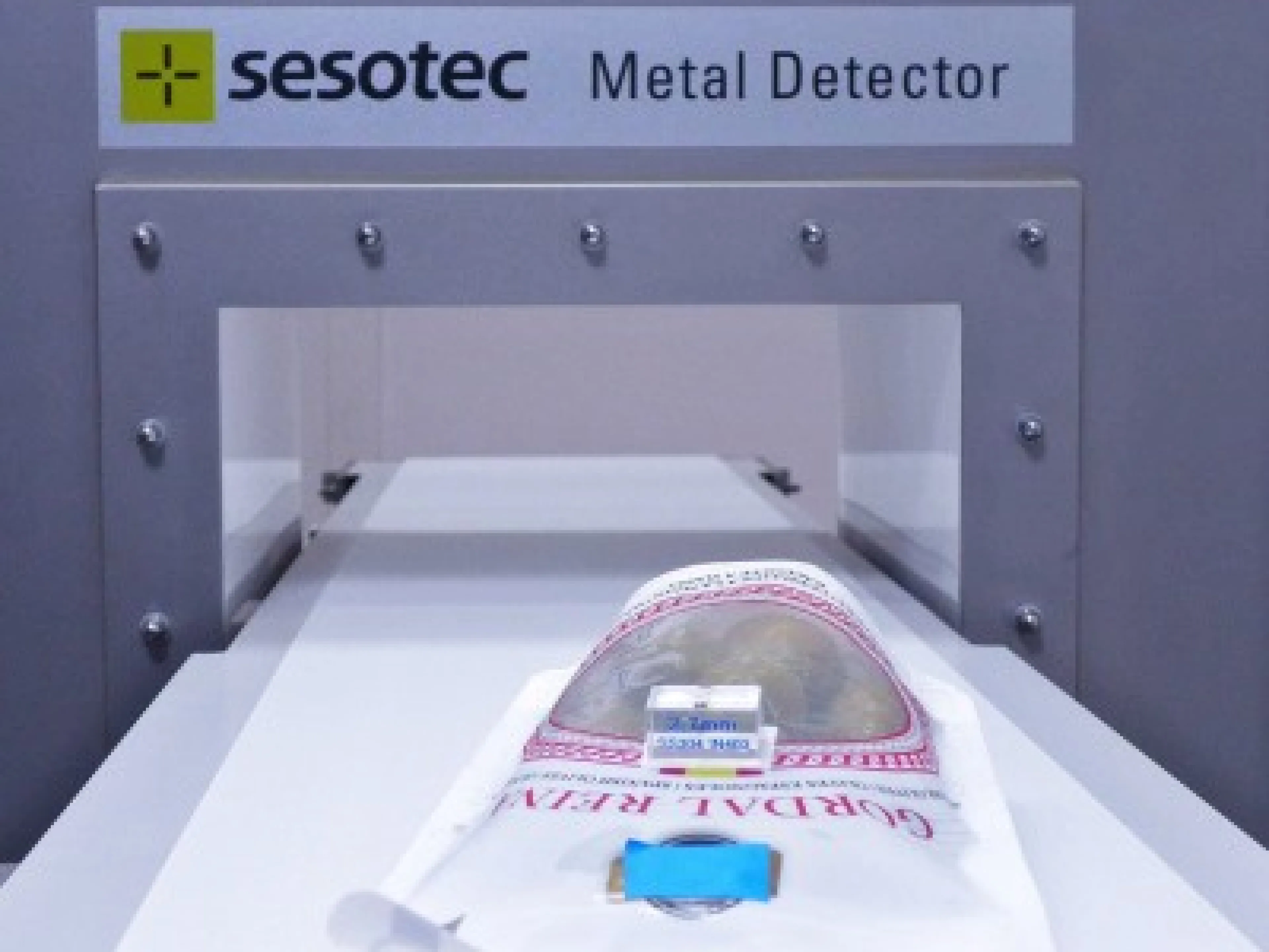 During validation, test pieces are placed on the products to confirm that the metal detector is operating in accordance with the rules