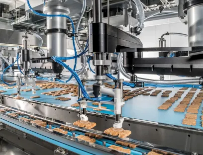 The redundant machine concept is based on the Schubert Flowpacker, which seamlessly integrates pick-and-place feeding and packaging in the flow module, Photo: Gerhard Schubert The redundant machine concept of the packaging line is based on the Schubert Flowpacker, which seamlessly integrates pick-and-place feeding and packaging in the flow module