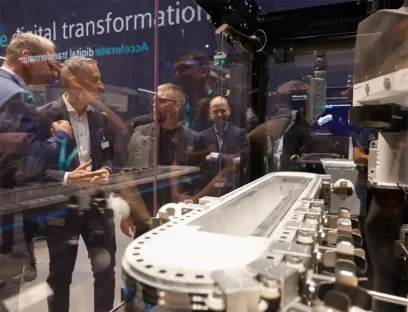 The Super Trak Conveyance compact magnetic conveyor was designed for leaner manufacturing automation and was showcased at the latest SPS trade show, Photo: Siemens The Siemens Super Trak Conveyance compact magnetic conveyor was designed for leaner manufacturing automation and was showcased at the latest SPS trade show