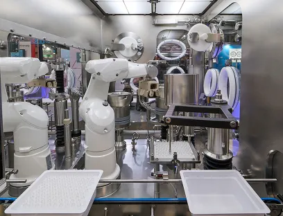 A look inside Steriline's new filling machine, which combines robots, magnetic levitation technology, and a double-walled insulation system