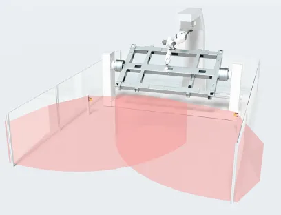 The LBK 3D radar system protects the dangerous working area of machines against access and presence of persons - even in the presence of dirt, welding sparks, sawdust, or moisture.