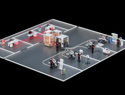 The next level of automation: The new Wire Handling System from Rittal Automation Systems transports pre-assembled wires just-in-time and just-in-sequence from the Wire Terminal to up to four workstations.