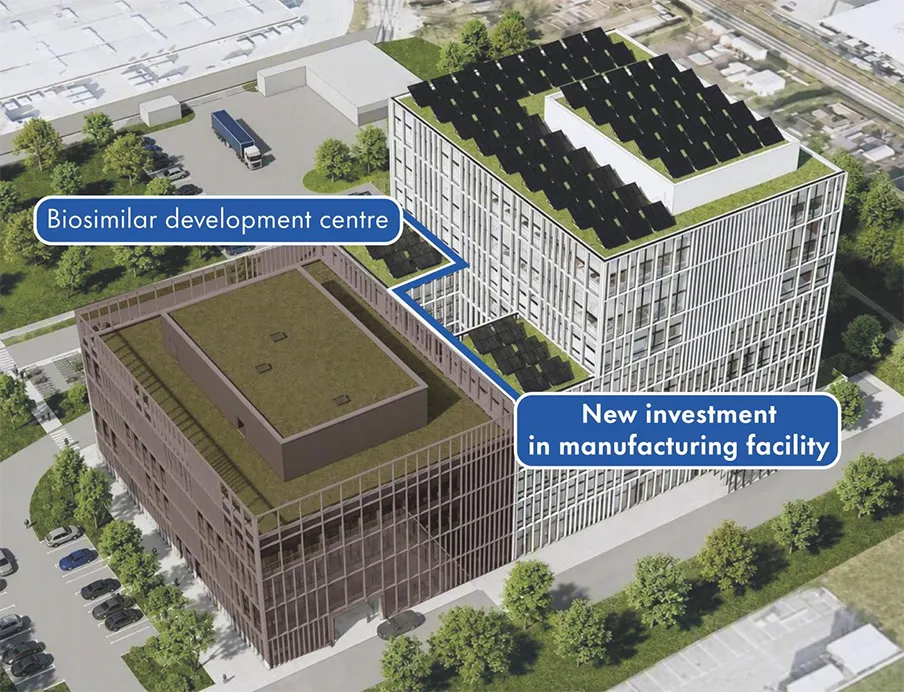 Sandoz plans to significantly expand its biosimilars business and is increasing its production capacity in Europe to support this growth. A new facility for active ingredient manufacturing is being built in Ljubljana