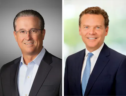 Ken Lane (left), currently President and CEO of Olin, is set to take the helm of “OlinHuntsman.” Peter Huntsman (right), currently Chairman, President, and CEO of Huntsman, is set to become non-executive chairman of the board of directors